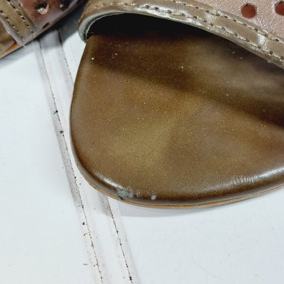 Franco Sarto Gavel Brown Leather Buckle Ankle Strap Wedge Sandals I268 - Picture 12 of 13